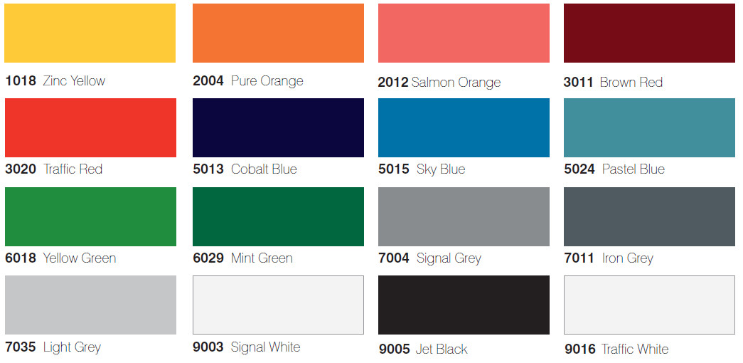 Opti White Glass Colour Chart